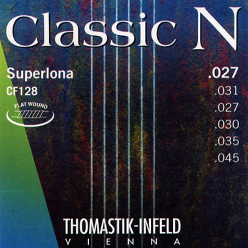 Thomastik-Infeld CF128 Classic N-serie Superlona klassiske gitarstrenger, normal spenning (flatwound basser, Wound G)