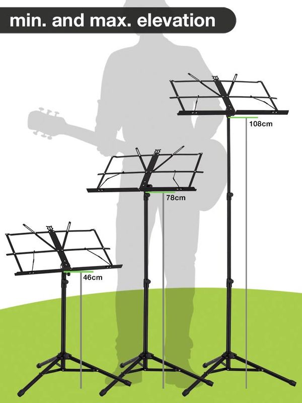 Boston Notestativ svart med bag . (min 46cm- max78cm)